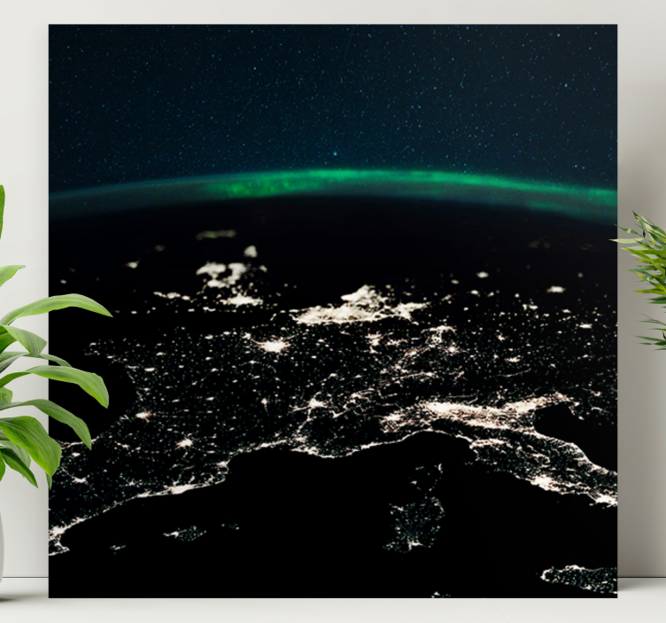 Slika na platnu karta svijeta noćni pogled iz zraka - TenStickers