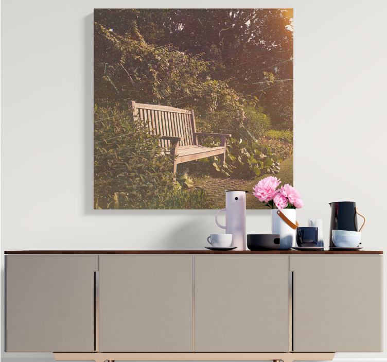 Slika na platnu krajolici mirna vrtna klupa - TenStickers