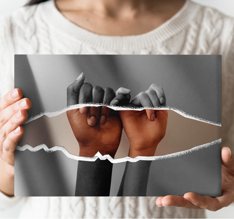 Slika na platnu ljudi i likovi ruke zajedno - TenStickers