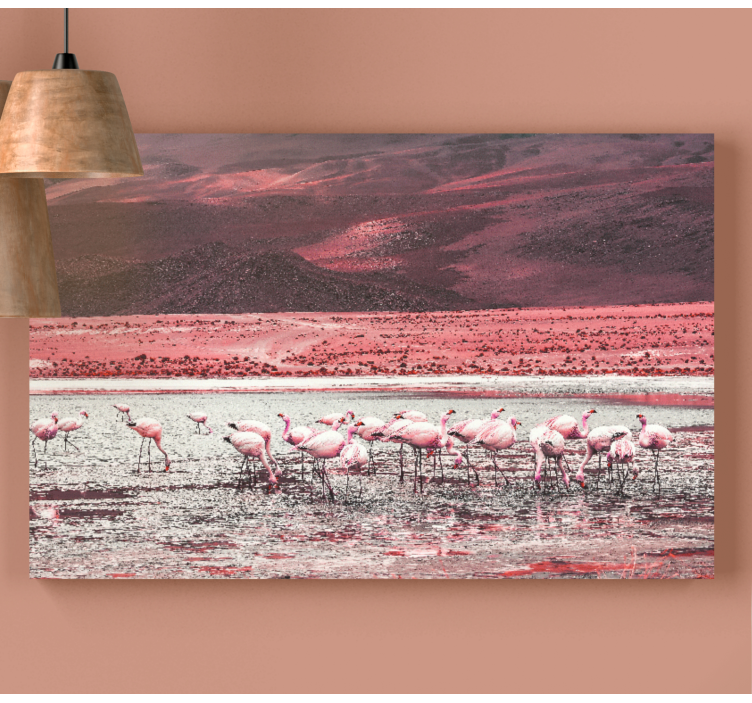 Slika na platnu ptica flamingosi uz vodu - TenStickers
