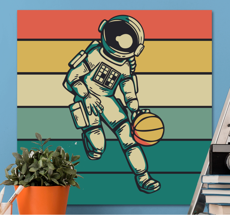 Slika na platnu sport astronaut koji igra košarku - TenStickers