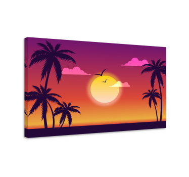 Zidna umjetnost krajolika zalaska sunca 70-ih - TenStickers