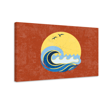 Sunce, plaža i val zidnih umjetnosti platna 70-ih - TenStickers