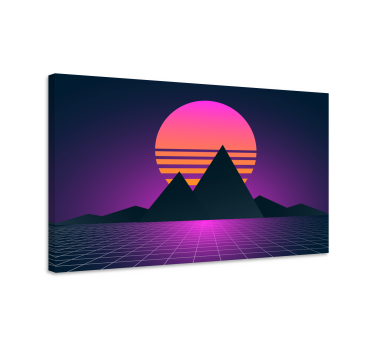 Slika na platnu berba synthwave planinski krajolik - TenStickers