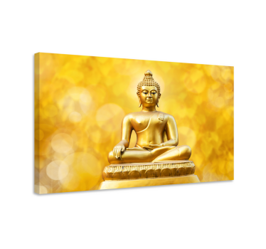 Zlatno trodijelno buddha zidno platno - TenStickers