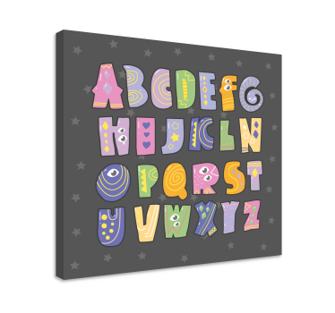 Zidna umjetnost u boji slova abecede na platnu - TenStickers