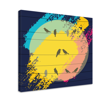 Slika na platnu ptica retro kružne siluete - TenStickers