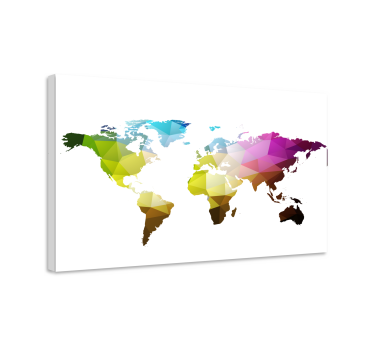 Slika na platnu karta svijeta geometrijska globalna mapa - TenStickers