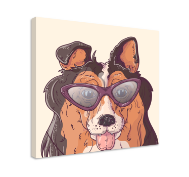 Pas u naočarima pas platnu slike - TenStickers