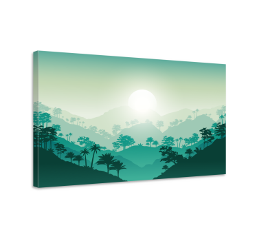 Slika na platnu krajolici izmaglica planinskog izlaska sunca - TenStickers