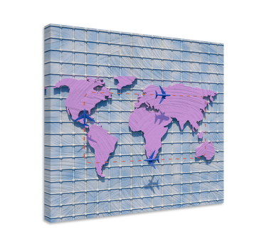 Slika na platnu karta svijeta stilizirana globalna mapa - TenStickers