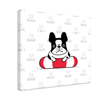 Francuski buldog slatki uzorak životinjsko platno - TenStickers