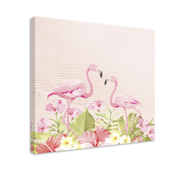 Slika na platnu cvijeće i biljke flamingosi među cvijećem - TenStickers