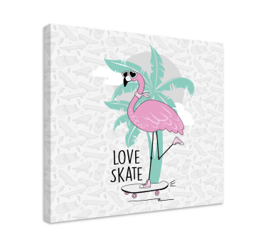 Slika na platnu životinje flamingo na skateboardu - TenStickers