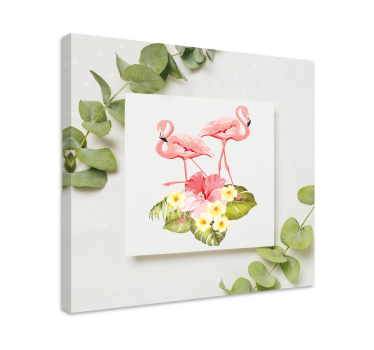 Slika na platnu cvijeće i biljke flamingo i hibiskus - TenStickers