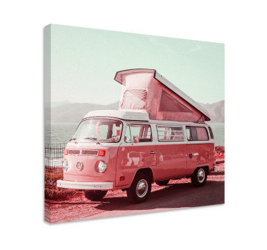 Ružičasti vintage kombi vintage zidni otisci - TenStickers