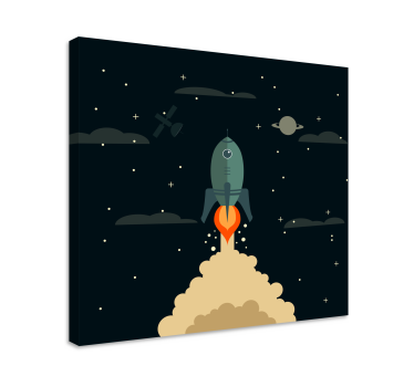 Crtani lansiranje rakete u svemir zidne slike za vrtić - TenStickers
