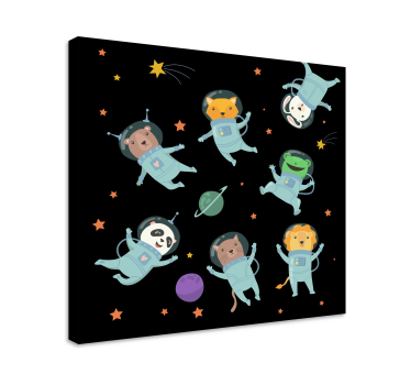 Slika na platnu životinje kozmička avantura životinja - TenStickers