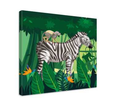 Slika na platnu životinje zebra s majmunom - TenStickers