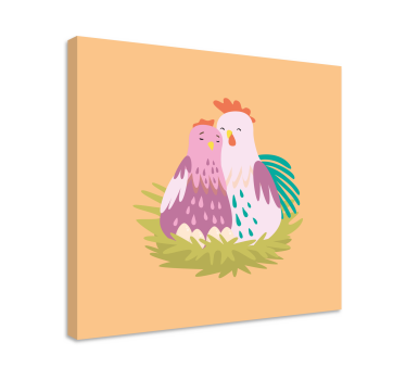 Slika na platnu životinje par pilića u gnijezdu - TenStickers