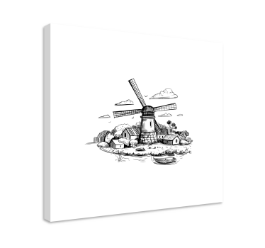 Crno-bijelo selo crtanje zidnih slika za vrtić - TenStickers