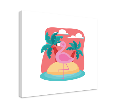 Slika na platnu životinje flamingo na otoku - TenStickers