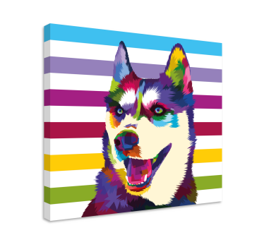 Slika na platnu psi Šareni portret haskija - TenStickers