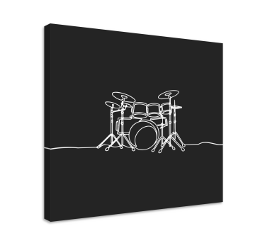 Line art bubanj elegantan dizajn glazba tisak na platnu - TenStickers