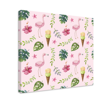 Slika na platnu mozaik flamingosi i sladoled - TenStickers