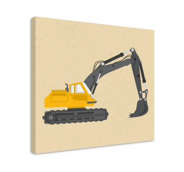 žuti bager crta zidne slike za vrtić - TenStickers
