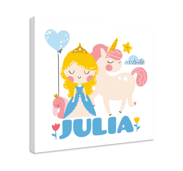 Slika na platnu djeca princeza s jednorogom - TenStickers