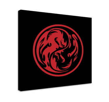 Crno -crveni zmaj yin yang platno za spavaću sobu - TenStickers