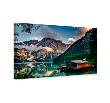 Slika na platnu krajolici pogled na planinsko jezero - TenStickers