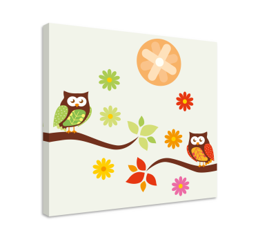 Slika na platnu životinje oduševljenje obitelji sova - TenStickers