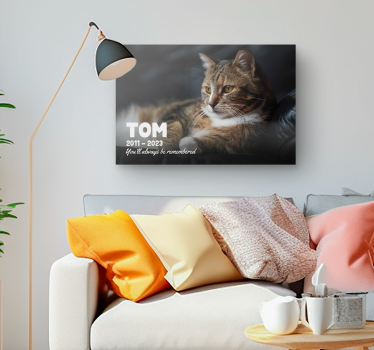 Slika na platnu dnevna soba "Here lies our beloved pet.He brought - TenStickers