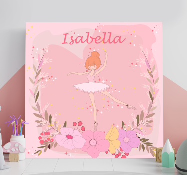Personalizirana cvjetna zidna umjetnost na platnu balerine - TenStickers
