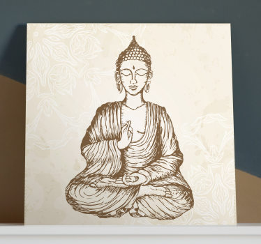 Buda berba cvjetnog buddha zidnog platna - TenStickers
