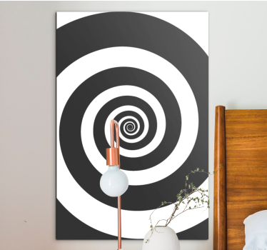 Crno -bijelo hipnotičko retro spiralno platno umjetnost - TenStickers