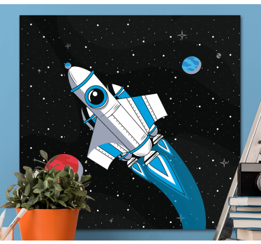 Crtani spacesuttle u svemiru zidne slike za vrtić - TenStickers