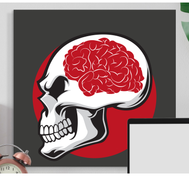 Crvena lubanja s mozgom grafike moderne umjetnosti na platnu - TenStickers