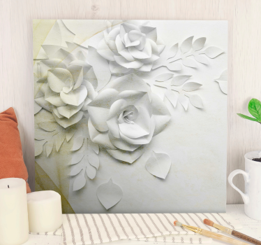 Elegantno zlatno bijelo cvijeće 3d platnene slike - TenStickers