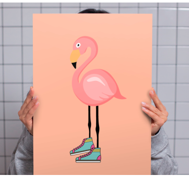 Flamingo s natpisima na zidu tenisica za dnevnu sobu - TenStickers