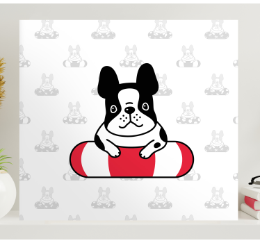 Francuski buldog slatki uzorak životinjsko platno - TenStickers