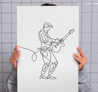 Gitara elegantan minimalistički glazbeni otisak na platnu - TenStickers