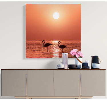 Lijepi flamingo s otiscima zidova zalaska sunca za dnevnu sobu - TenStickers