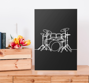 Line art bubanj elegantan dizajn glazba tisak na platnu - TenStickers