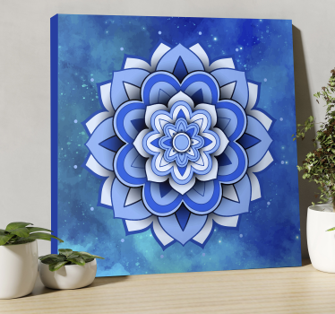 Mandala cvjetno plava mandala ispis zidne umjetnosti - TenStickers