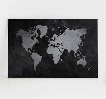 Mapamundi blanco y crnac svijet mapa umjetničko platno - TenStickers