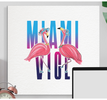 Miami vice flamingo dizajn životinjsko platno - TenStickers