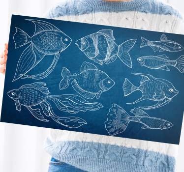 Morska riba kupaonica zid umjetničko platno - TenStickers